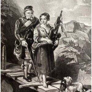 Blind Piper Scottish Bagpipes Engraving 1859 Victorian Highlands Music Art DWY5G